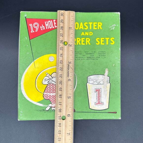 19th Hole Coaster Golf Club Cocktail Stirrer Set Vintage Japan Koozies Barware - Picture 8 of 8